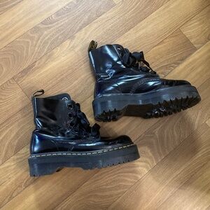 Dr. Martens Molly Black Buttero Leather Chunky Platform Boots Womens Size US 9